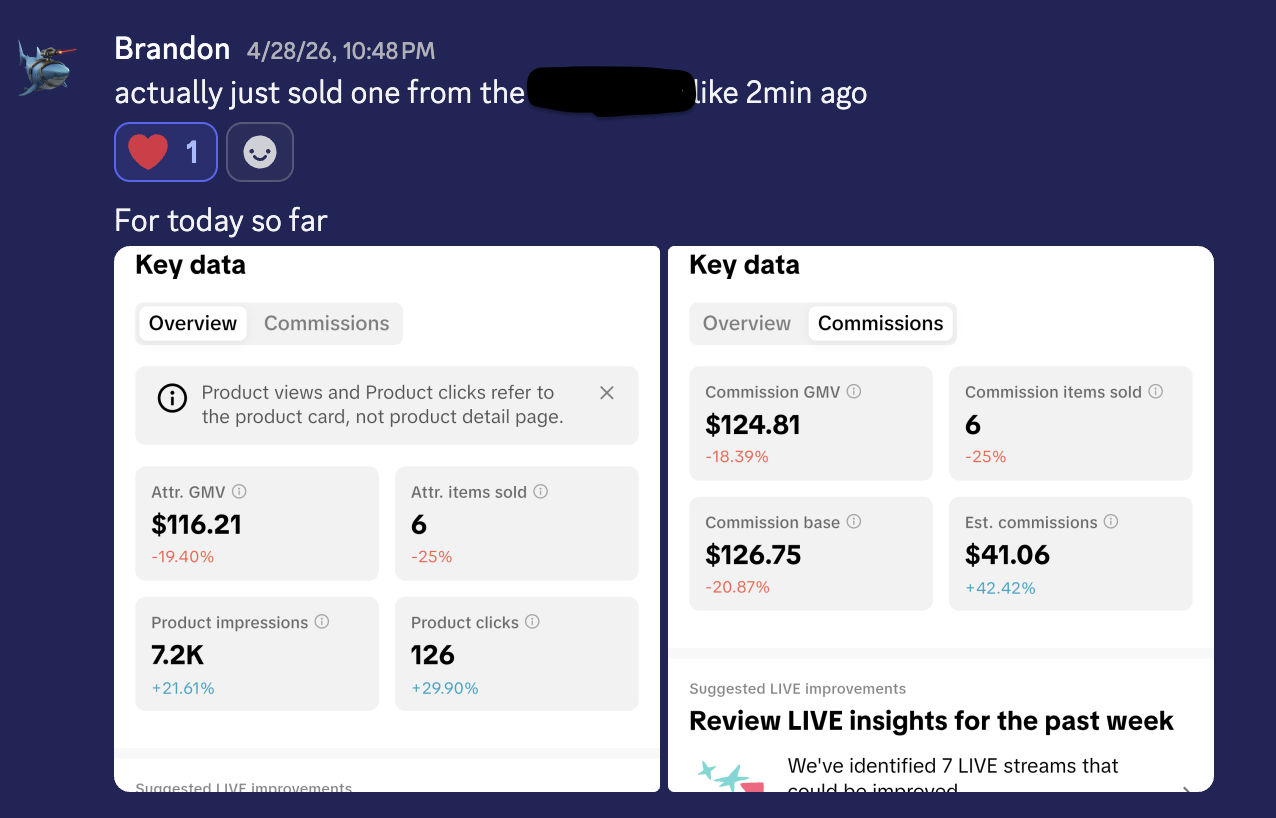 Brandon showing around $41.06 in estimated commissions on April 28